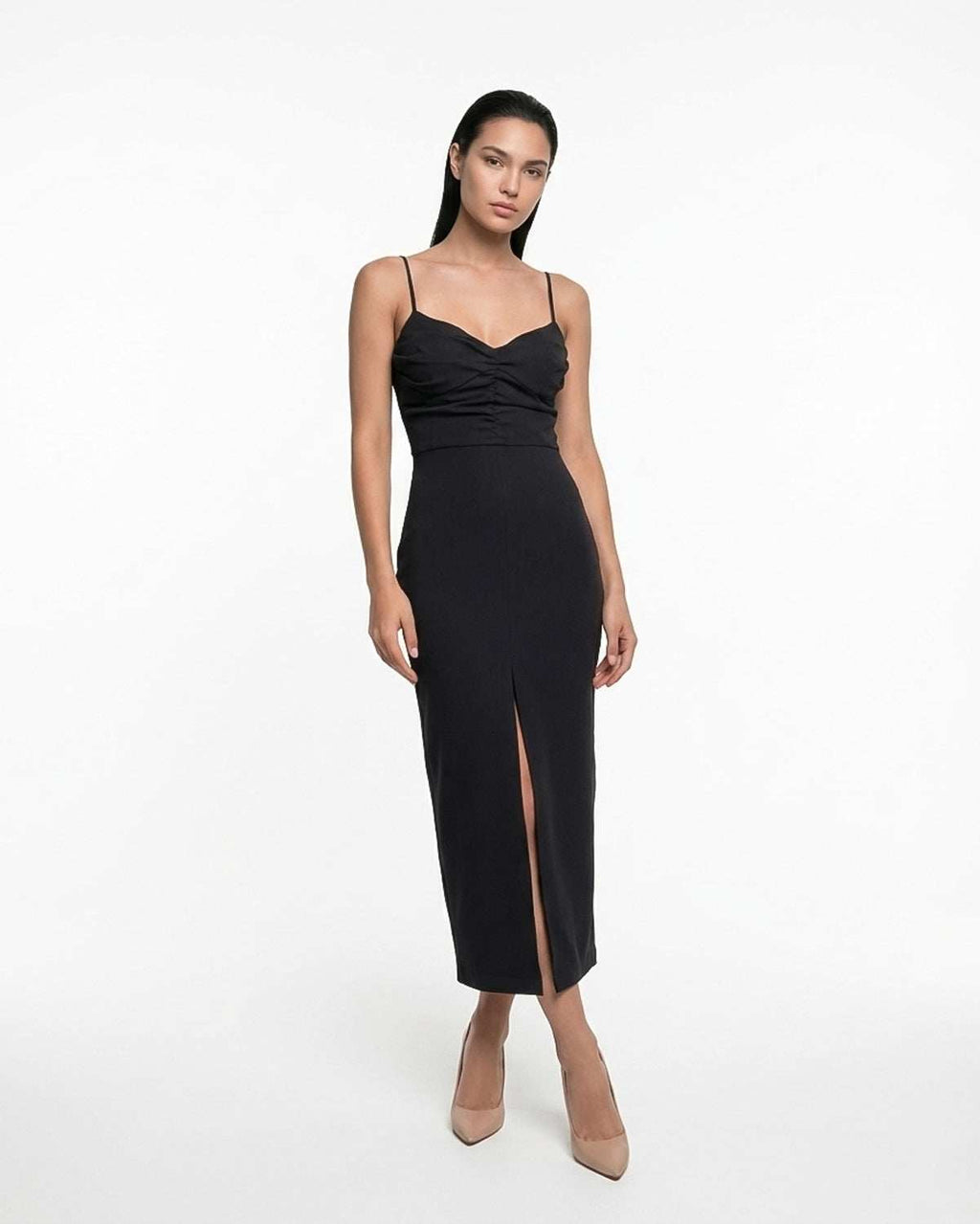 Robe maxi décontractée noire avec bretelles