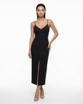 Robe de soirée élégante noire, avec découpe