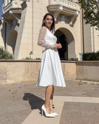 Robe blanche midi pour fêtes, mariage civil