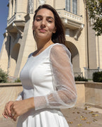Robe blanche midi pour fêtes, mariage civil