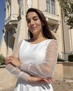 Robe blanche midi pour fêtes, mariage civil