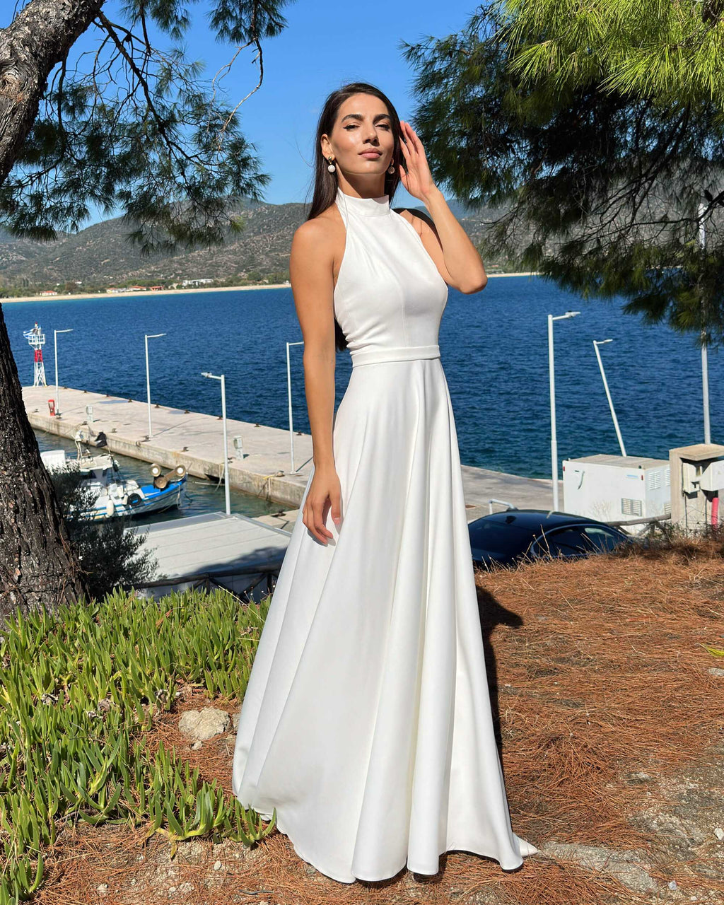 Rochie de mireasă simplă A-line cu spatele gol – ELARA